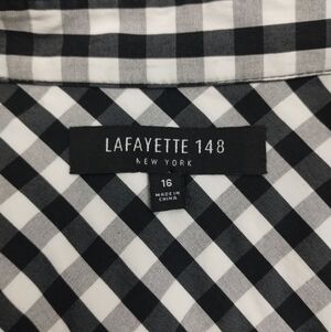 Lafayette 148 Gingham Check Womens Classic Button Up